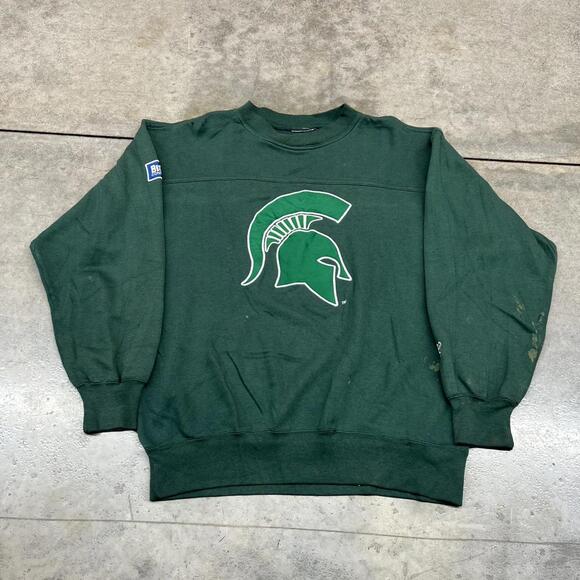 vintage michigan state university spartans collegiate green crewneck size large